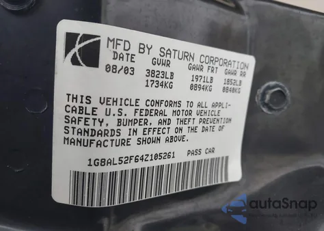 2004 Saturn Ion 3 из США, поврежденный, VIN 1G8AL52F64Z105261